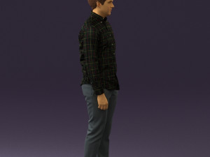 man in black yellow tshirt 0409 3D Model