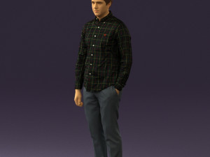 man in black yellow tshirt 0409 3D Model