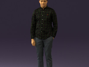 man in black yellow tshirt 0409 3D Model