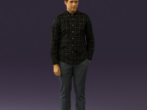 man in black yellow tshirt 0409 3D Model