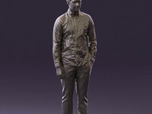 man in black yellow tshirt 0409 3D Model