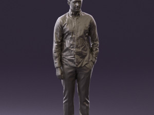 man in black yellow tshirt 0409 3D Model
