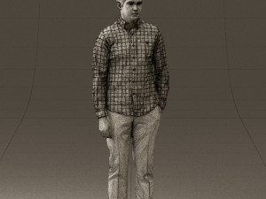 man in black yellow tshirt 0409 3D Model