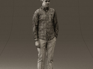 man in black yellow tshirt 0409 3D Model