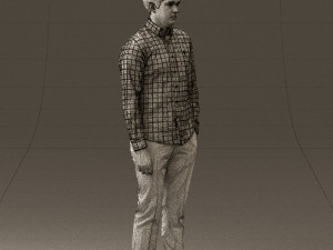 man in black yellow tshirt 0409 3D Model