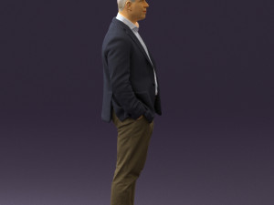 man inblue jacket brown pants 0410 Modelo 3D