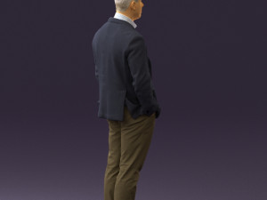man inblue jacket brown pants 0410 Modelo 3D