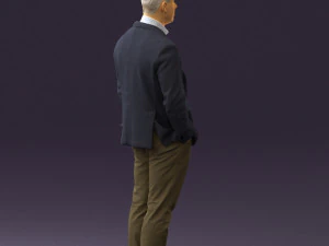 man inblue jacket brown pants 0410 3D Model