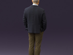 man inblue jacket brown pants 0410 Modelo 3D