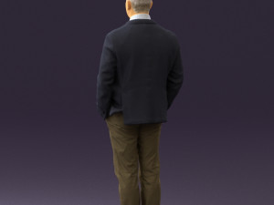 man inblue jacket brown pants 0410 Modelo 3D