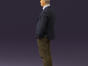 man inblue jacket brown pants 0410 Modelo 3D