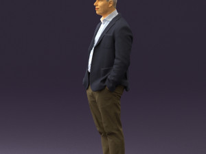 man inblue jacket brown pants 0410 Modelo 3D