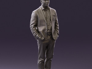 man inblue jacket brown pants 0410 Modelo 3D