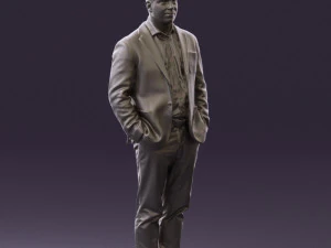 man inblue jacket brown pants 0410 3D Model