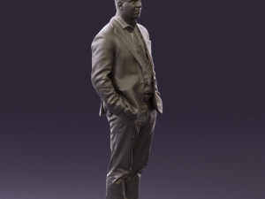 man inblue jacket brown pants 0410 Modelo 3D
