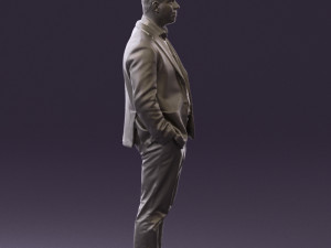 man inblue jacket brown pants 0410 Modelo 3D