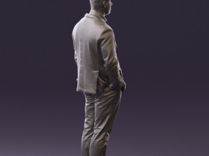 man inblue jacket brown pants 0410 Modelo 3D