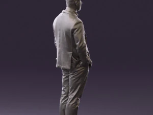 man inblue jacket brown pants 0410 3D Model