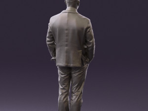 man inblue jacket brown pants 0410 Modelo 3D