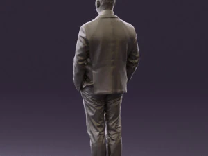 man inblue jacket brown pants 0410 3D Model