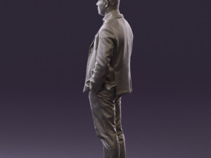 man inblue jacket brown pants 0410 Modelo 3D