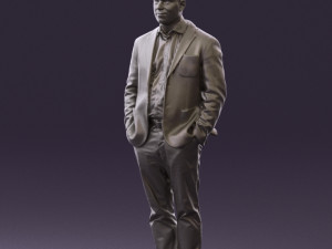 man inblue jacket brown pants 0410 Modelo 3D