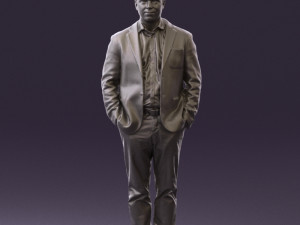 man inblue jacket brown pants 0410 Modelo 3D