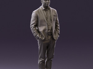 man inblue jacket brown pants 0410 Modelo 3D