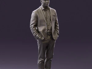 man inblue jacket brown pants 0410 3D Model