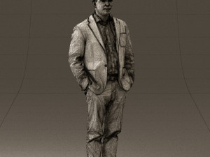 man inblue jacket brown pants 0410 Modelo 3D