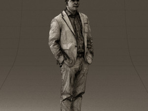 man inblue jacket brown pants 0410 Modelo 3D