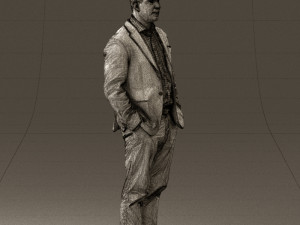 man inblue jacket brown pants 0410 Modelo 3D