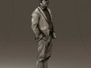 man inblue jacket brown pants 0410 3D Model