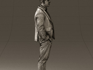 man inblue jacket brown pants 0410 Modelo 3D