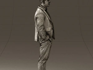 man inblue jacket brown pants 0410 3D Model