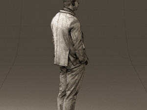man inblue jacket brown pants 0410 Modelo 3D