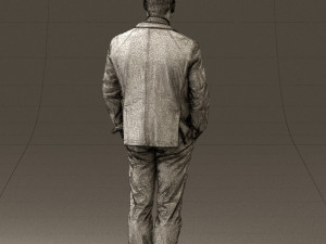man inblue jacket brown pants 0410 Modelo 3D