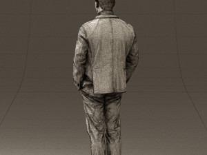 man inblue jacket brown pants 0410 Modelo 3D