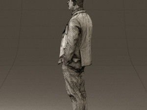 man inblue jacket brown pants 0410 Modelo 3D