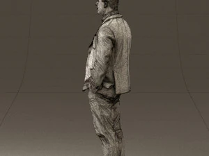 man inblue jacket brown pants 0410 3D Model