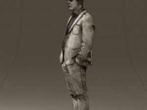 man inblue jacket brown pants 0410 Modelo 3D