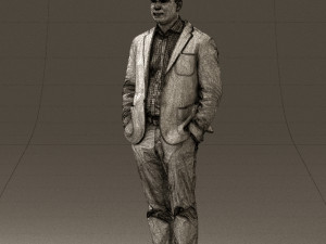 man inblue jacket brown pants 0410 Modelo 3D
