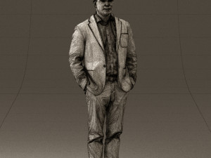 man inblue jacket brown pants 0410 Modelo 3D