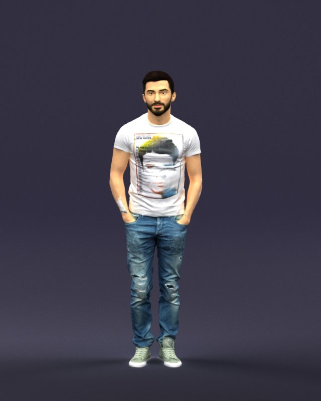 beard man 0421 3D Модель .c4d .max .obj .3ds .fbx .stl .blend 