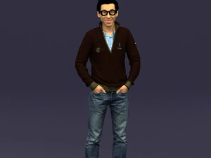 with glasses man 0424 3D Model