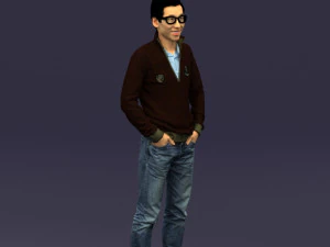 with glasses man 0424 3D Model