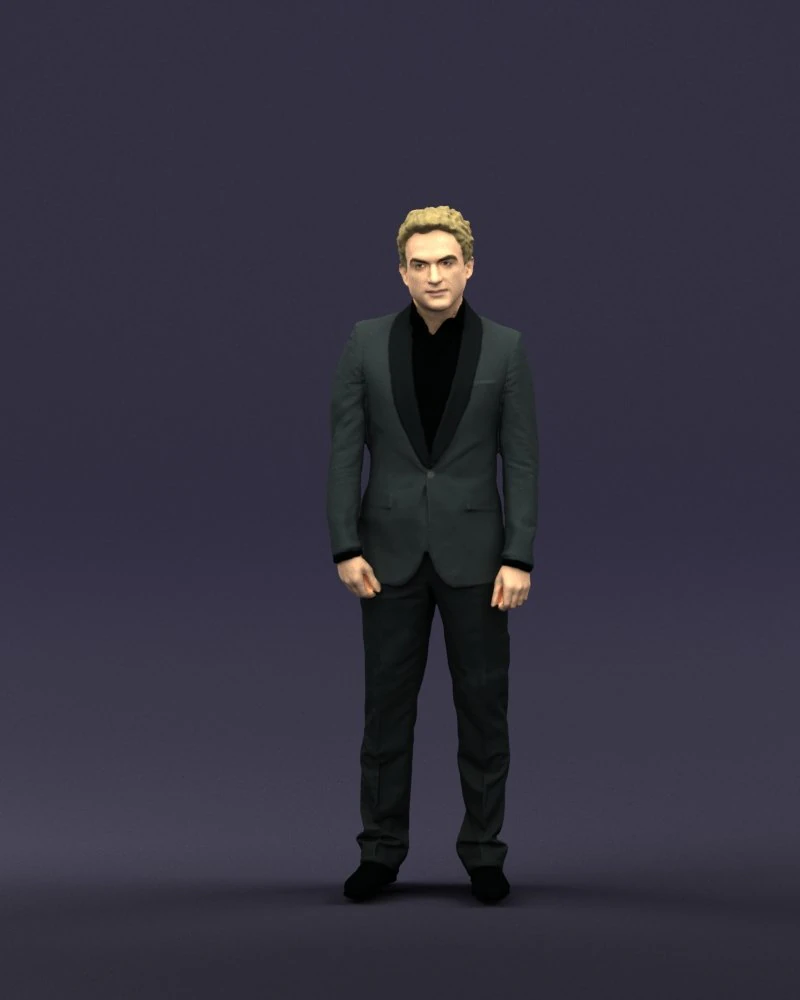 black suit man 0425 3D Model .c4d .max .obj .3ds .fbx .stl .blend 