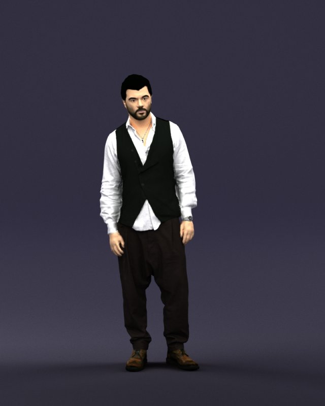 black white man 0432 3D Model .c4d .max .obj .3ds .fbx .stl .blend