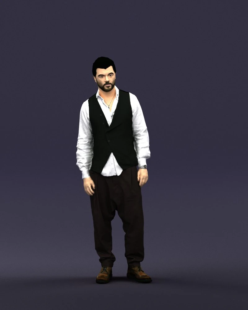 black white man 0432 3D Model .c4d .max .obj .3ds .fbx .stl .blend 