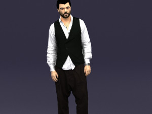 black white man 0432 Modello 3D